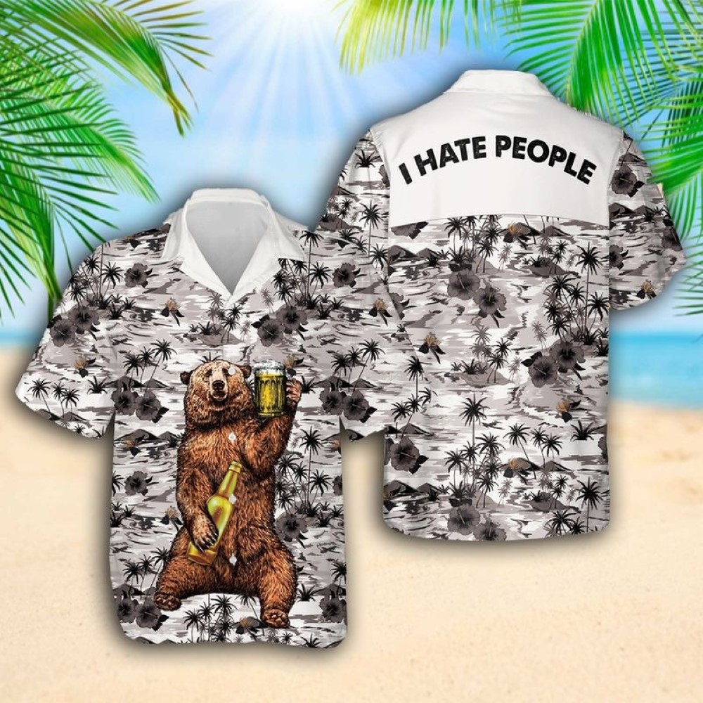 Bear I Hate People Hawaiian Shirt