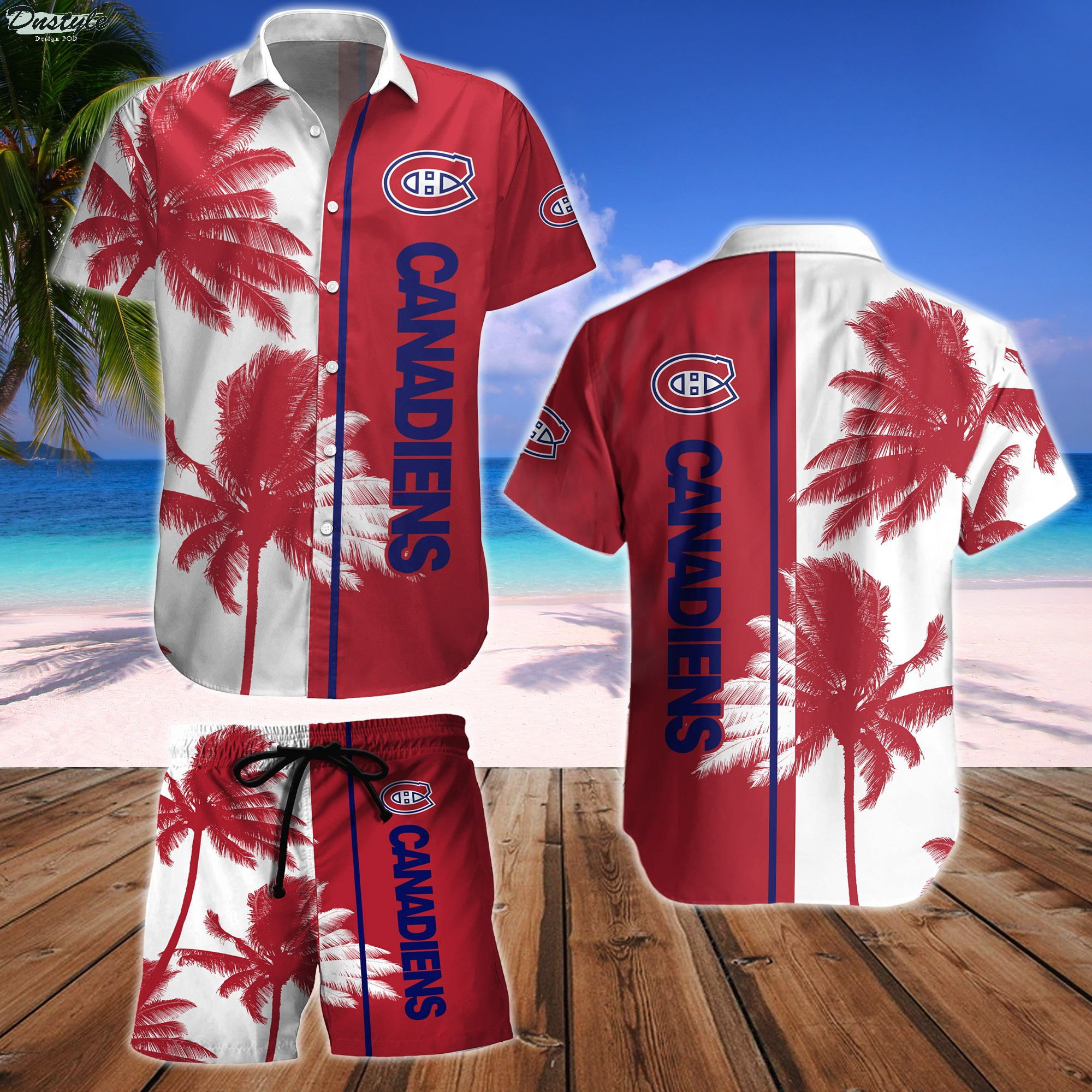 Montreal Canadiens Retro NHL 3D Hawaiian Shirt And Shorts For Men