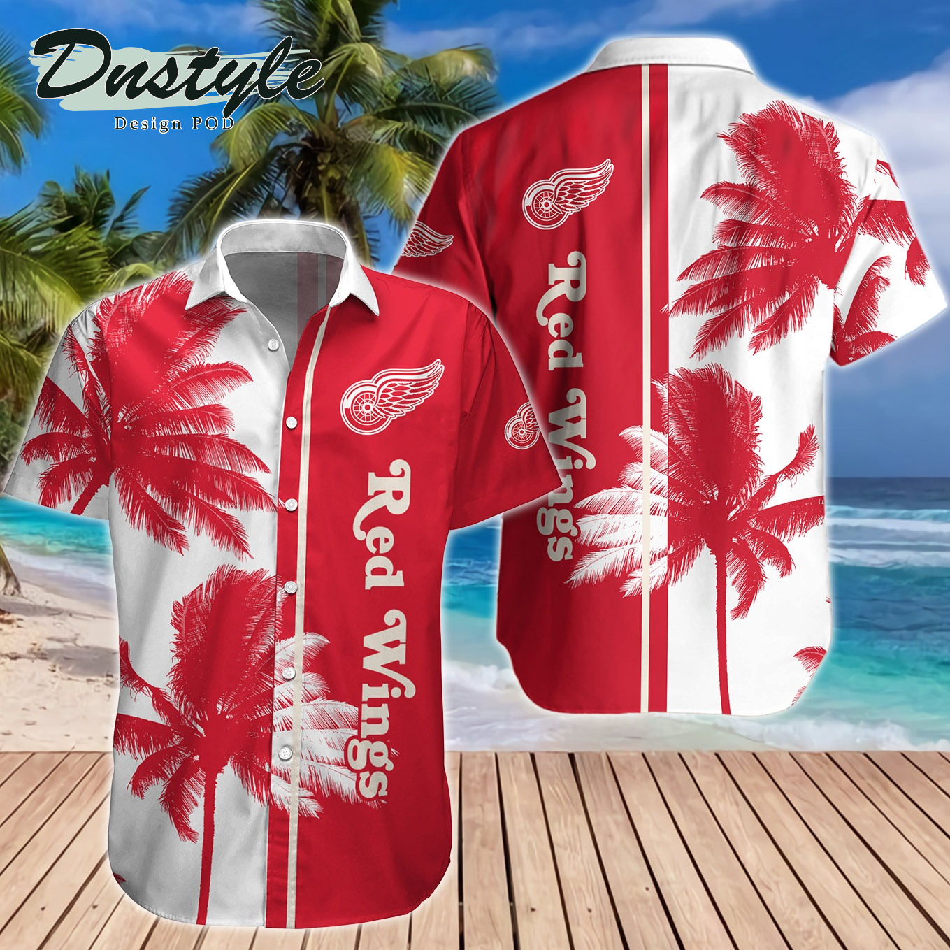 Detroit Red Wings Hawaiian Shirt And Short