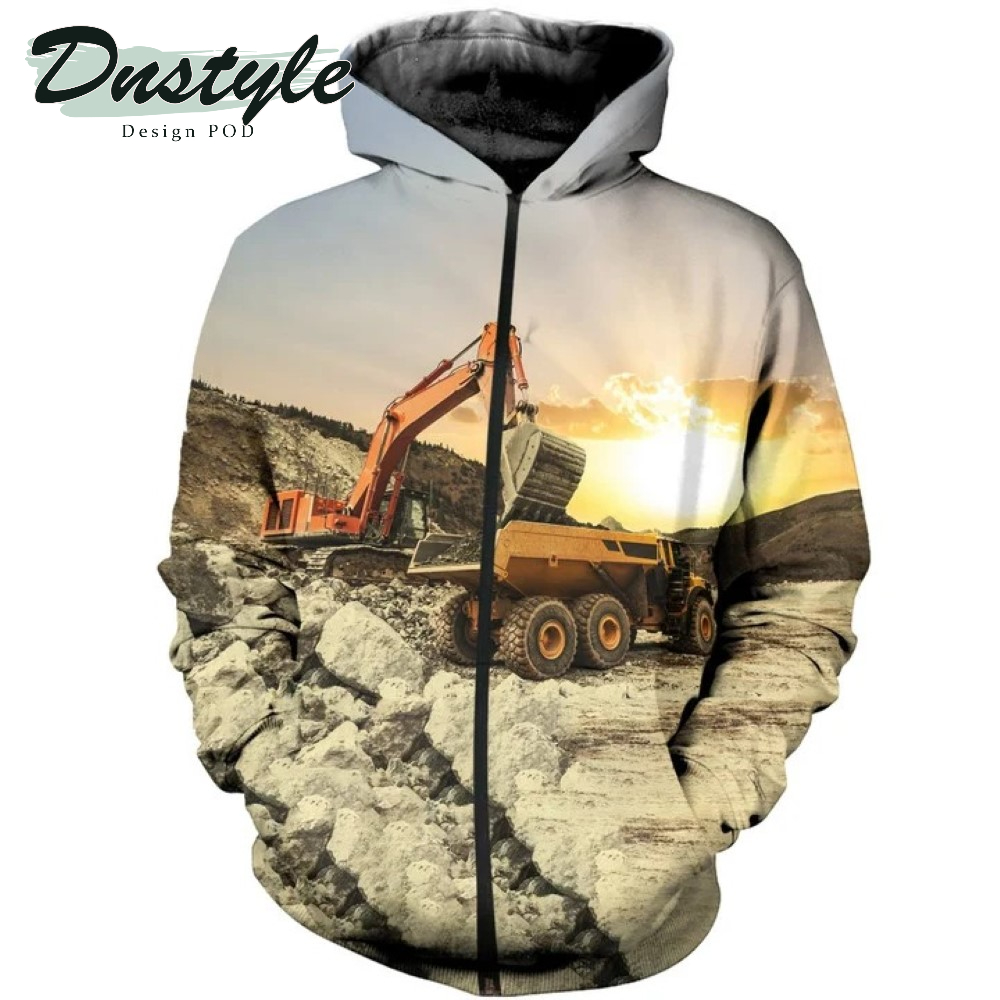 I love Construction 3D All Over Printed Hoodie