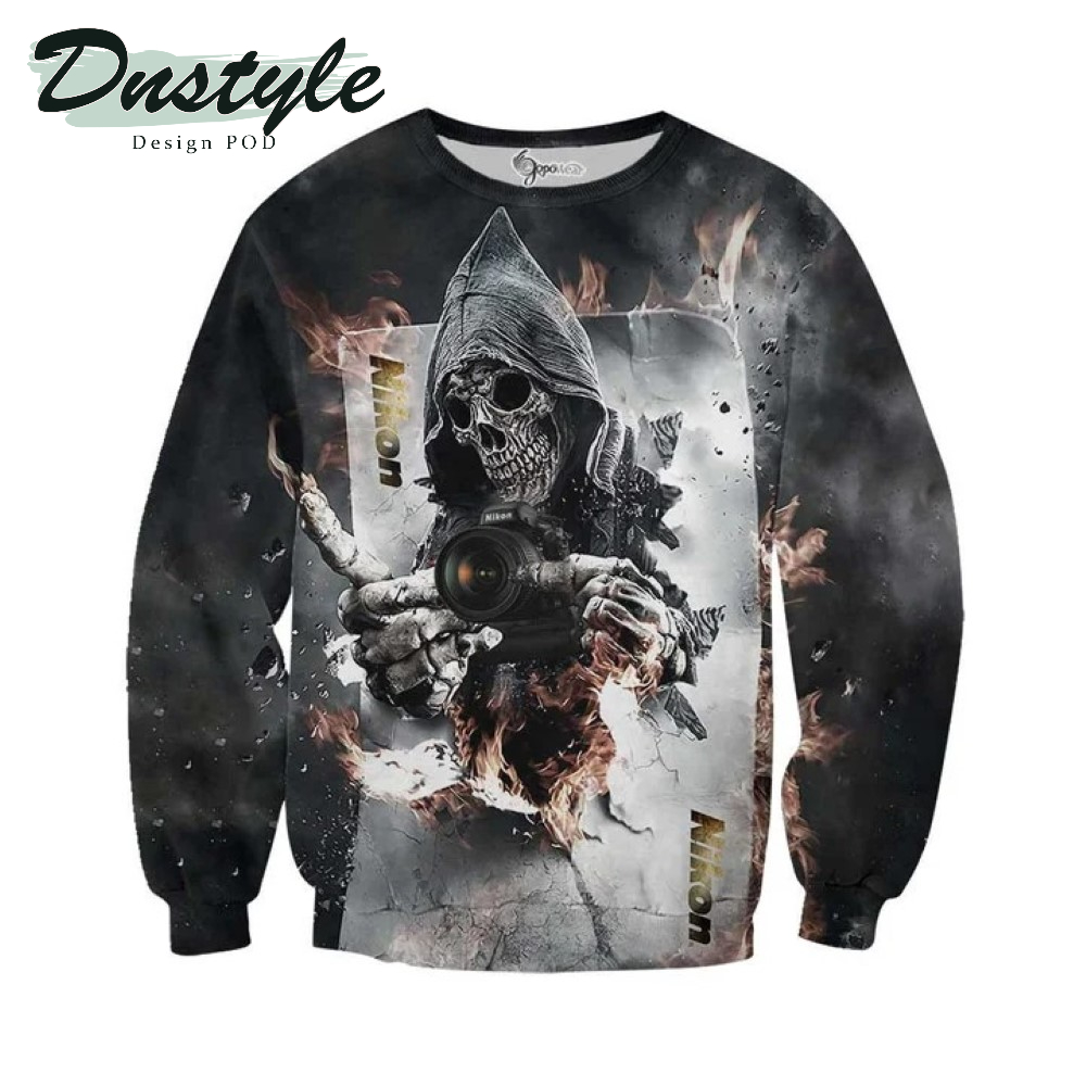 Grim Reaper And Camera 3D All Over Printe Hoodie