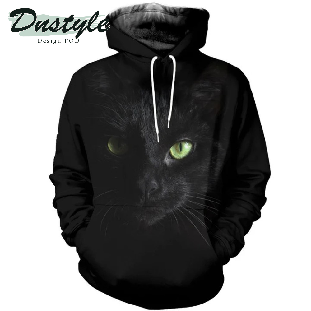 Cat with Blue Eyes All Over Printe Hoodie