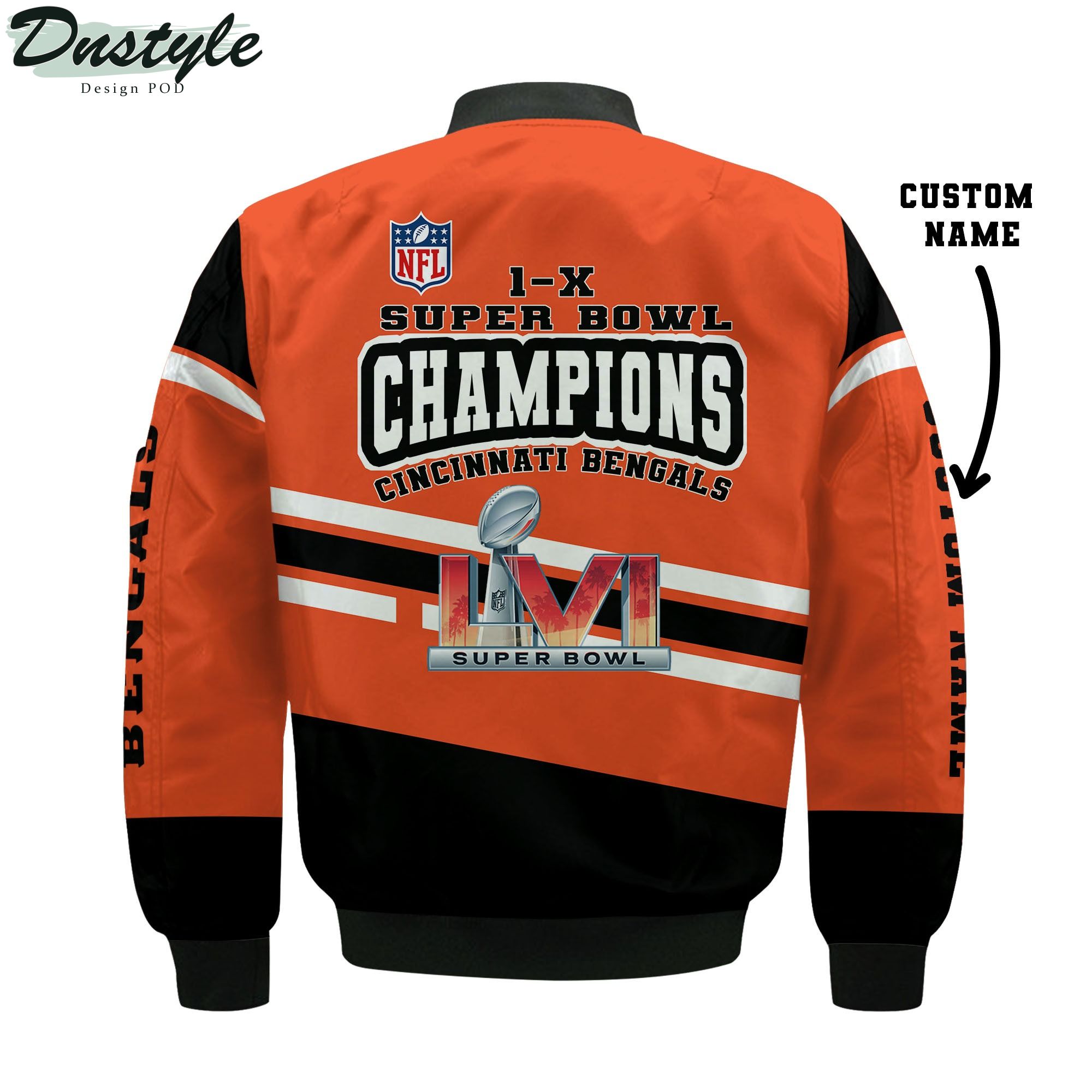 Cincinnati Bengals 1X Super Bowl LVI Champions 2021 Custom Name Bomber Jacket