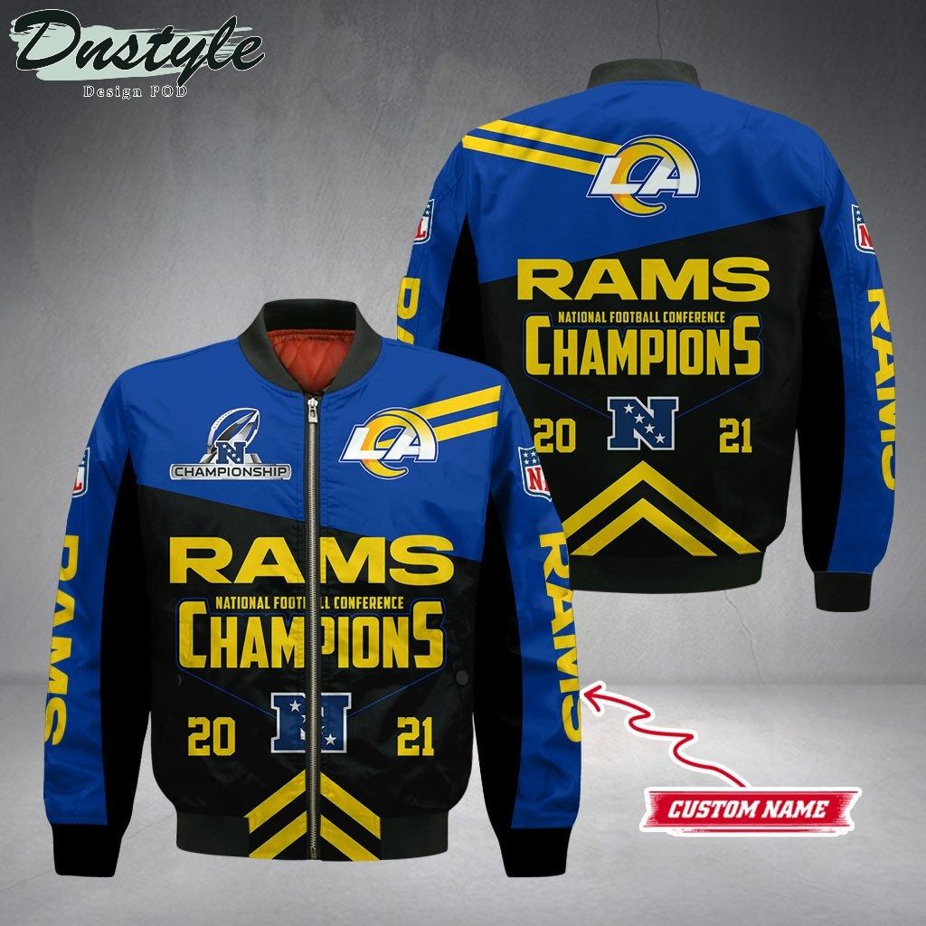 Los Angeles Rams 2021 NFC Champions Custom Name Bomber Jacket