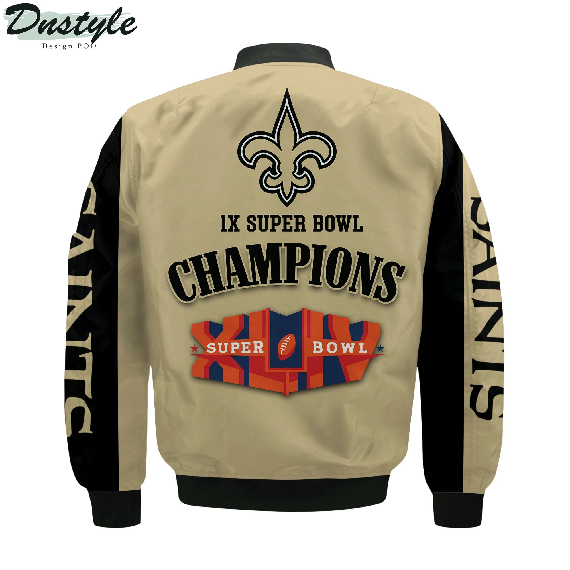 New Orleans Saints NFL 1X Super Bowl Champions Custom Name Bomber Jacket