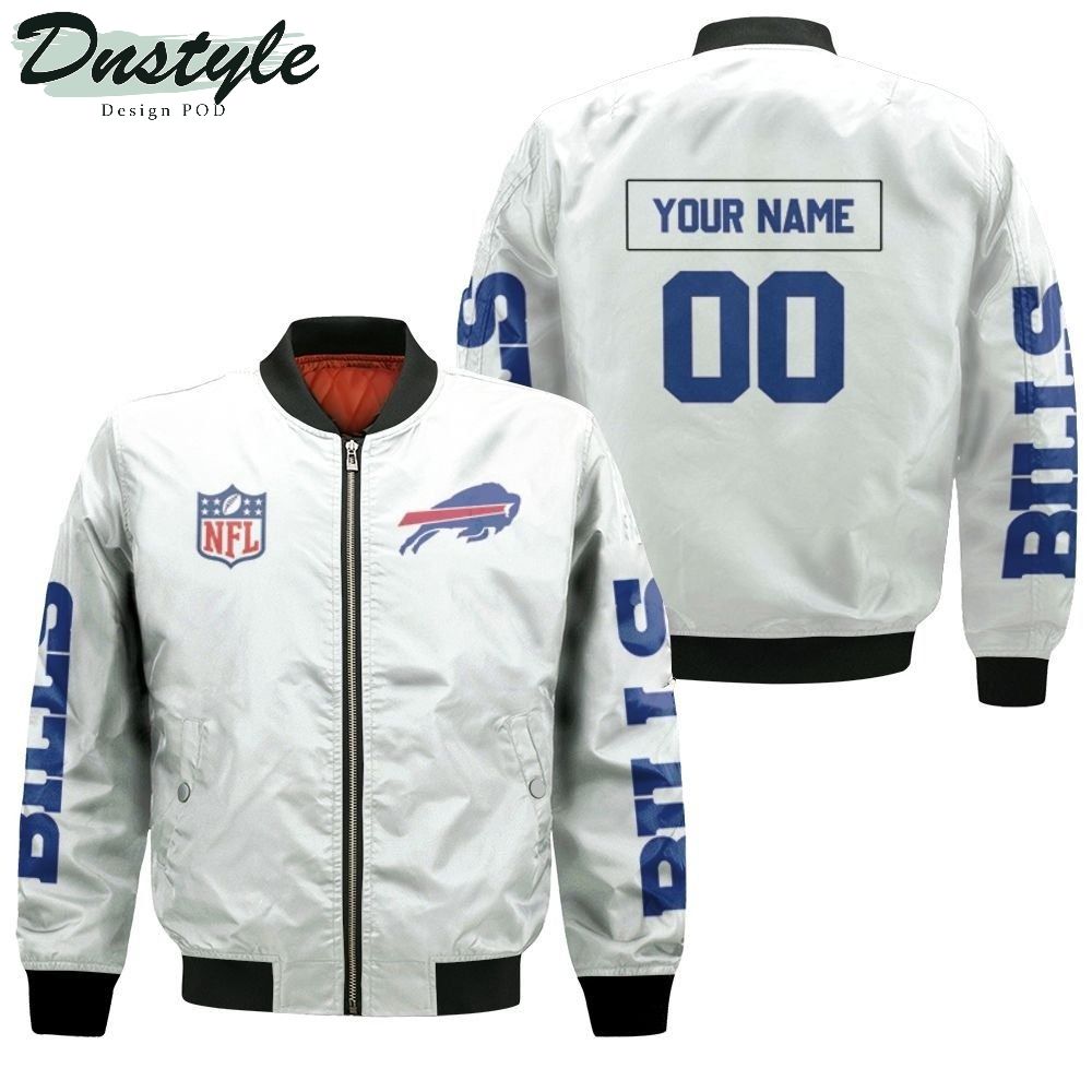 Buffalo Bills Nfl White Jersey Style Personalized Bomber Jacket