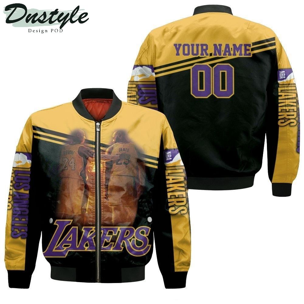 Kobe Bryant Lebron James Together Friends Los Angeles Lakers Legend Personalized Bomber Jacket