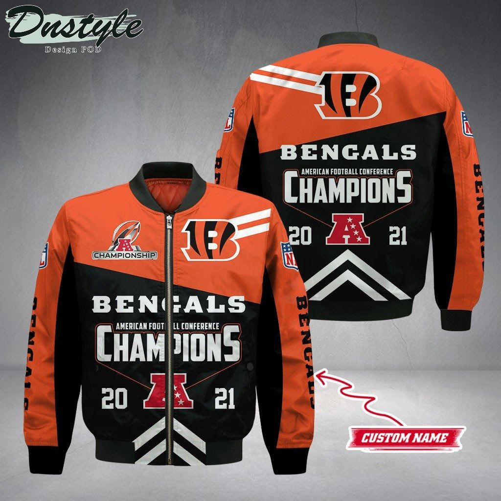 Cincinnati Bengals 2021 AFC Champions Custom Name Bomber Jacket