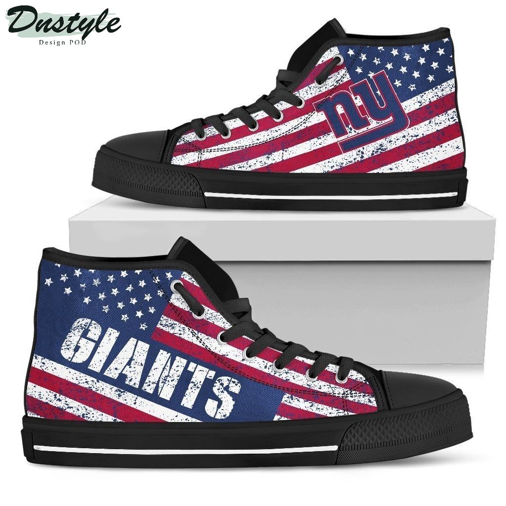 America Flag Italic Vintage Style New York Giants NFL Canvas High Top Shoes