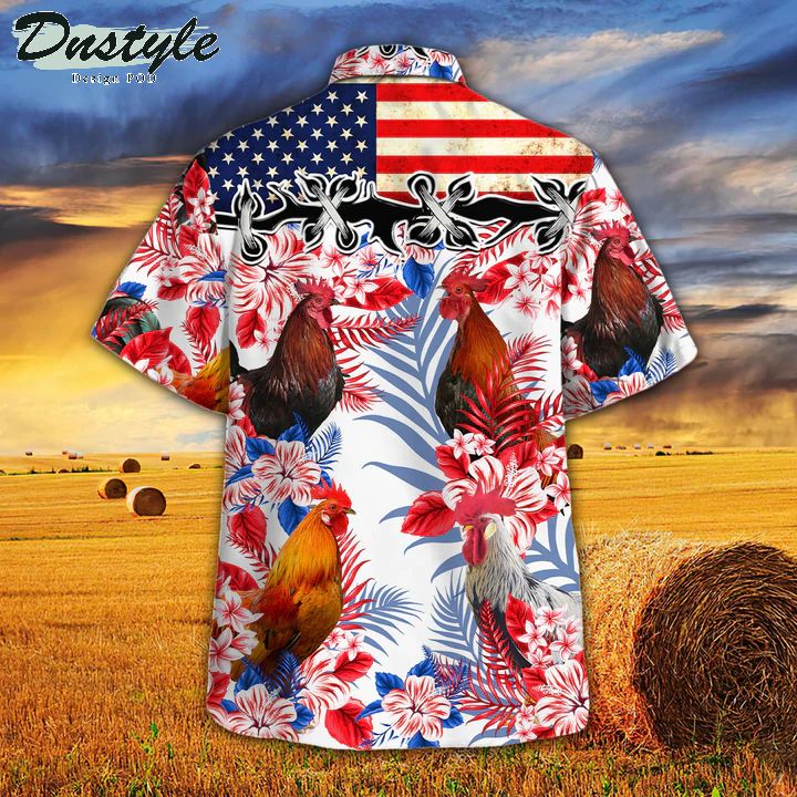Chicken Cattle Lovers American Flag Hawaiian Shirt