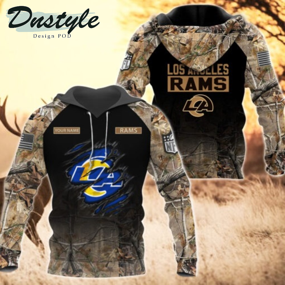 Los Angeles Rams Hunting Camo Personalized 3D Hoodie