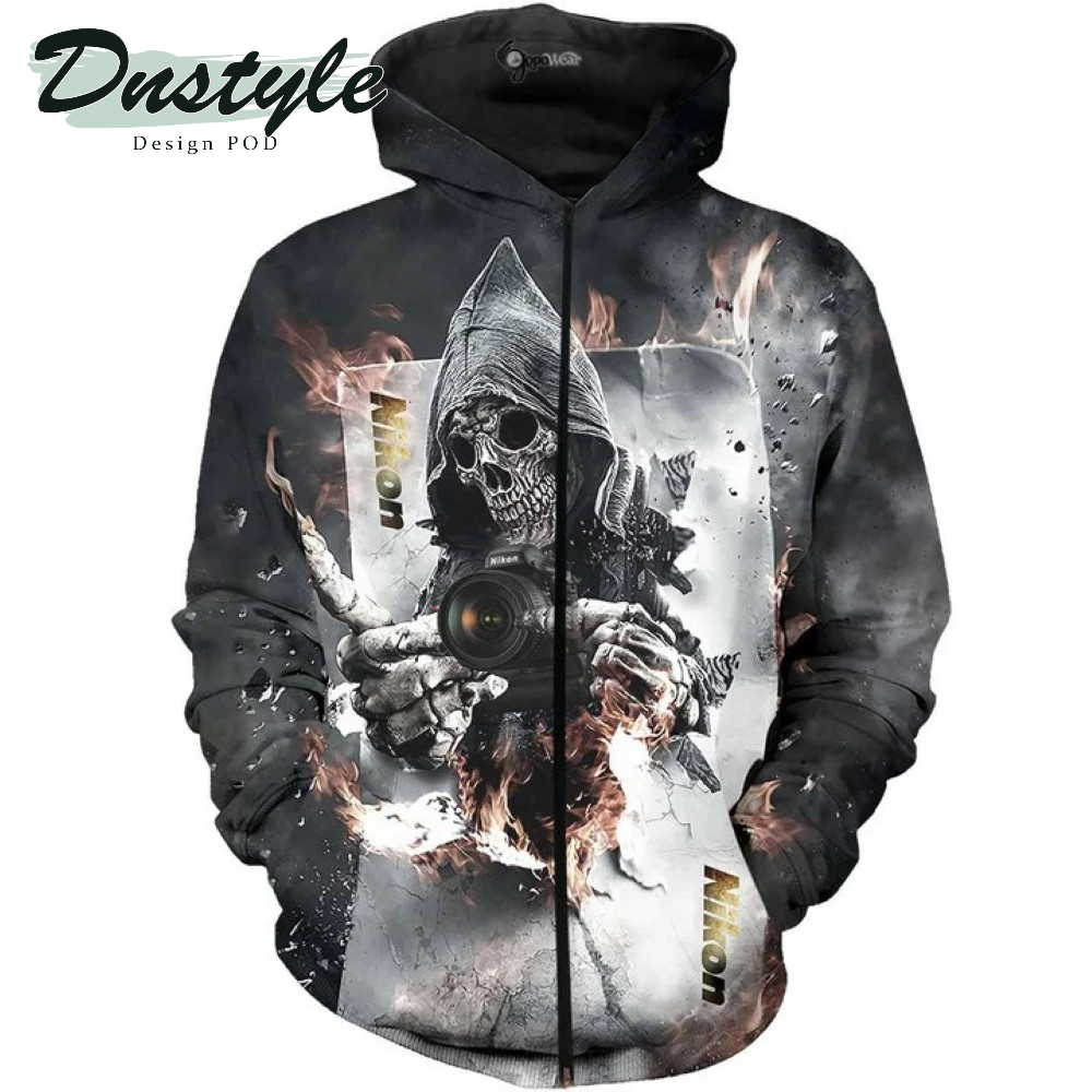 Grim Reaper And Camera 3D All Over Printe Hoodie