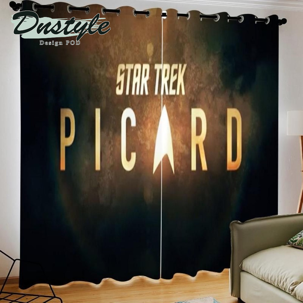 Star Trek Picard Gold Text Themed Luxury Brand Window Curtains