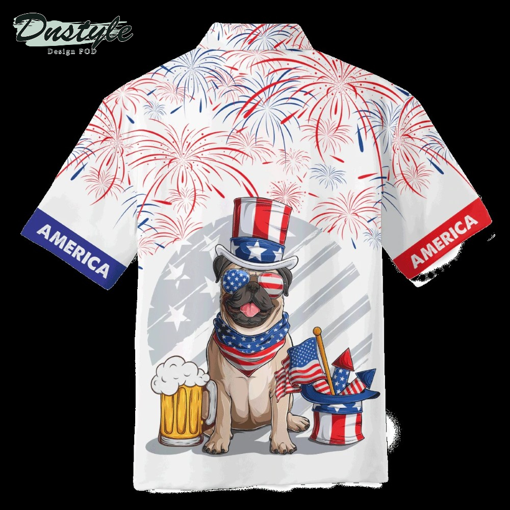 Pug Dog 4 th of July Hawaiian Shirt