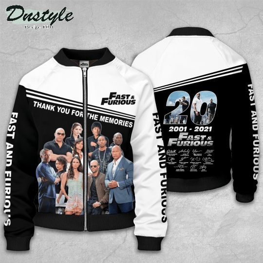 Fast & Furious 20 Years 2001 2021 Thank You For Memories Signatures Bomber Jacket