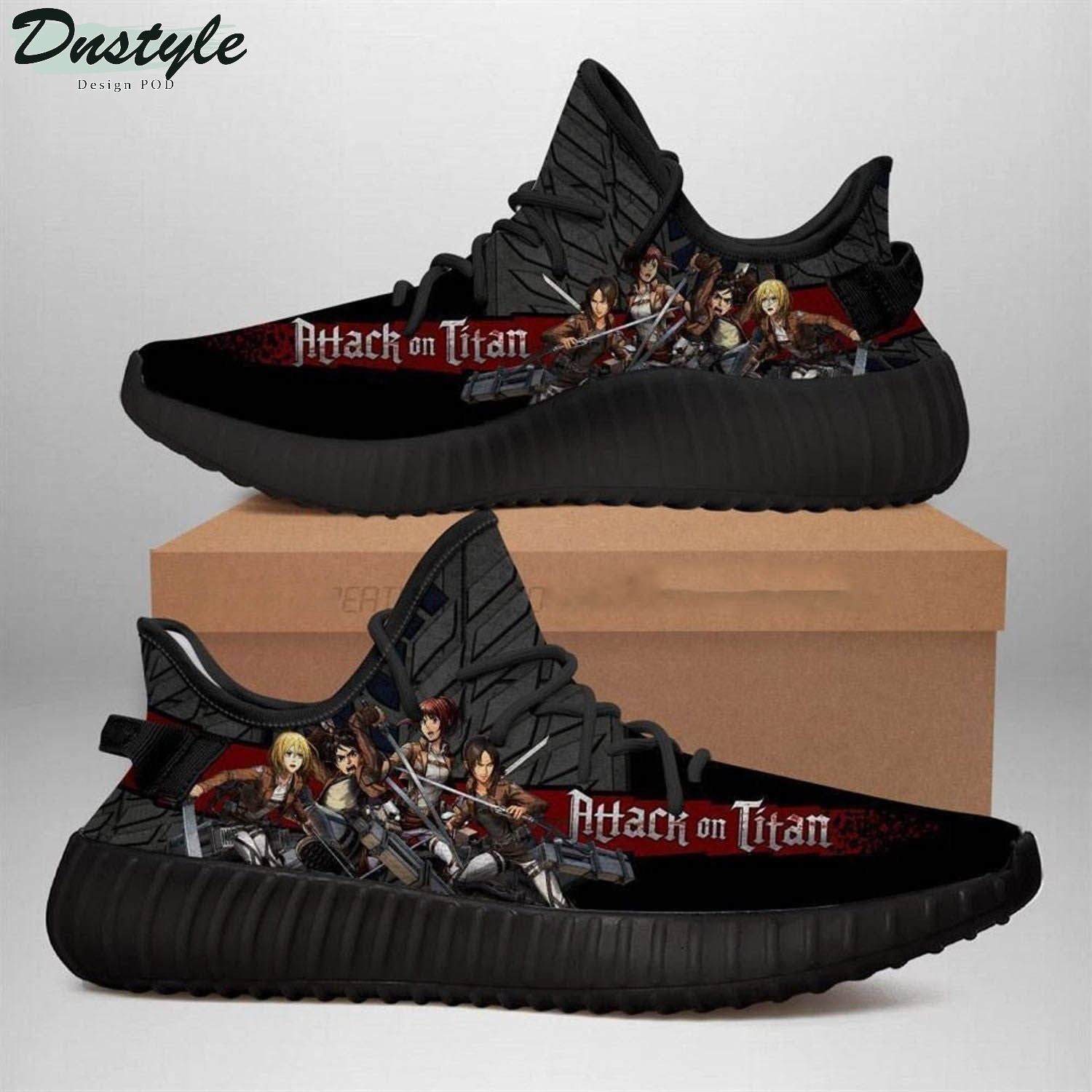 Attack On Titan Anime Black Yeezy Shoes Sneakers