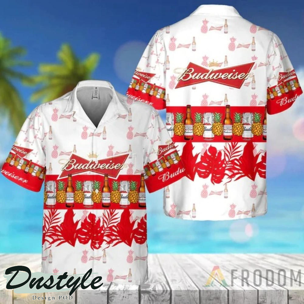Tropical Pineapple Budweiser Hawaiian Shirt And Short