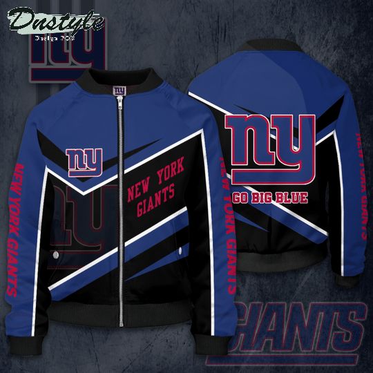 New York Giants Football Team Go Big Blue Bomber Jacket
