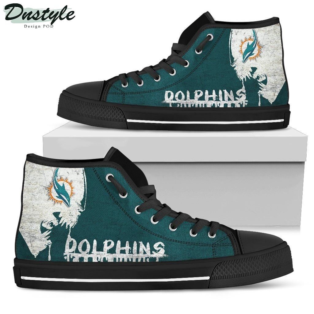 Alien Movie Miami Dolphins NFL Canvas High Top Shoes