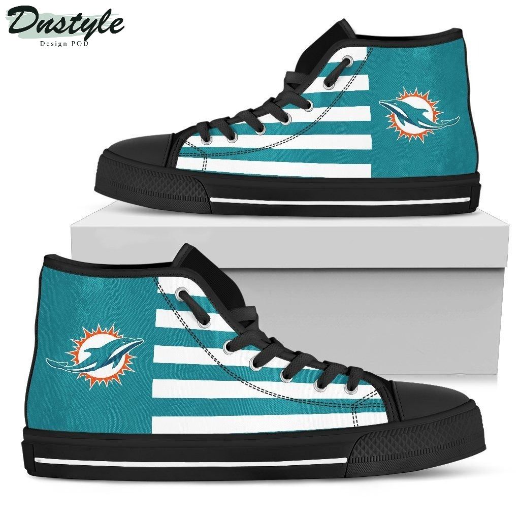 American Flag Miami Dolphins NFL Canvas High Top Shoes
