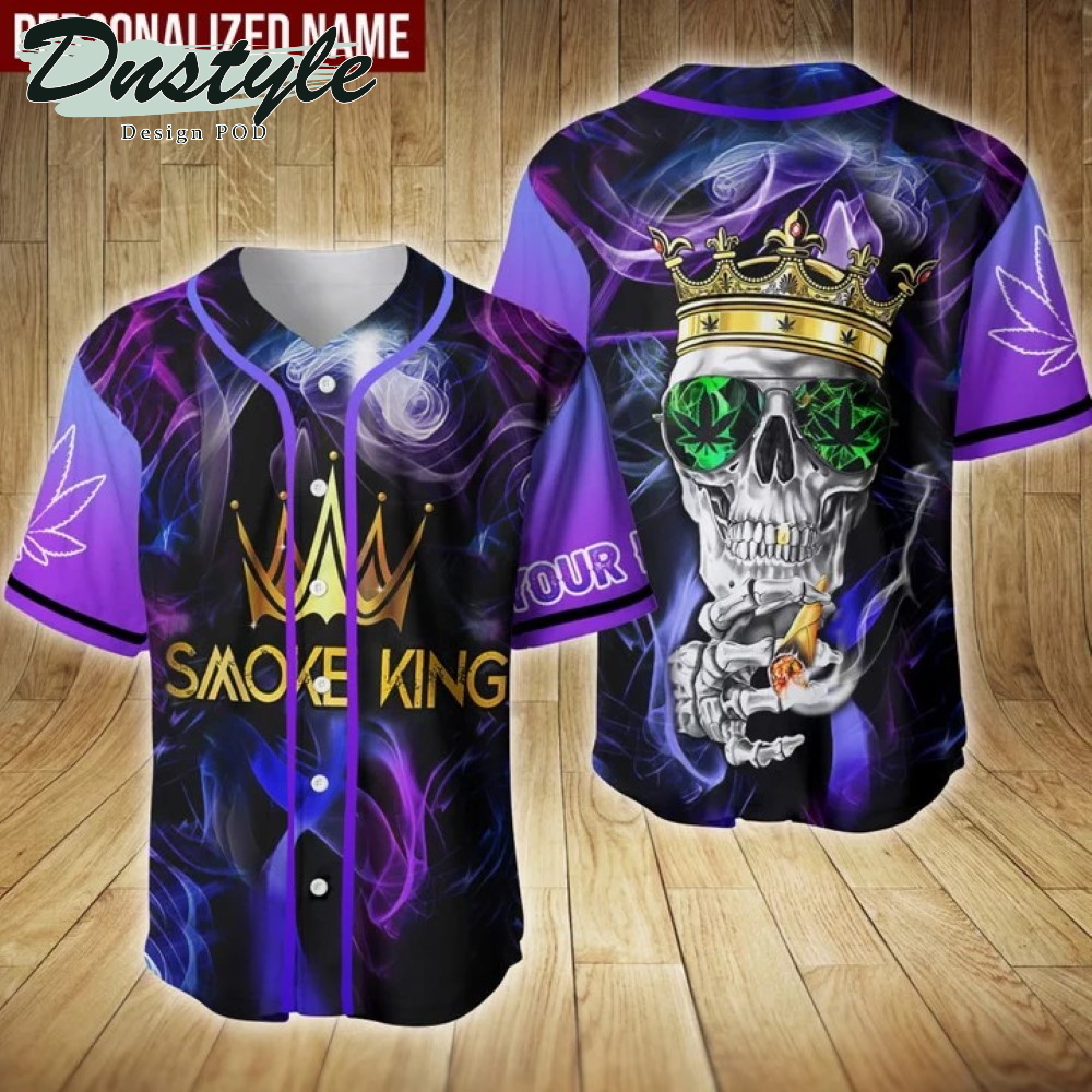 Smoke King Skull Weed Custom Name Baseball Jersey