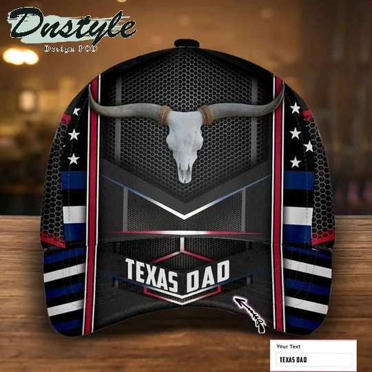 Personalized Texas Dad Thin Blue Line Hat