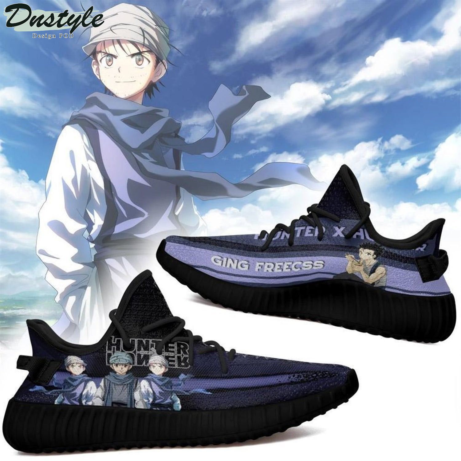 Ging Hunter Anime Black Yeezy Shoes Sneakers