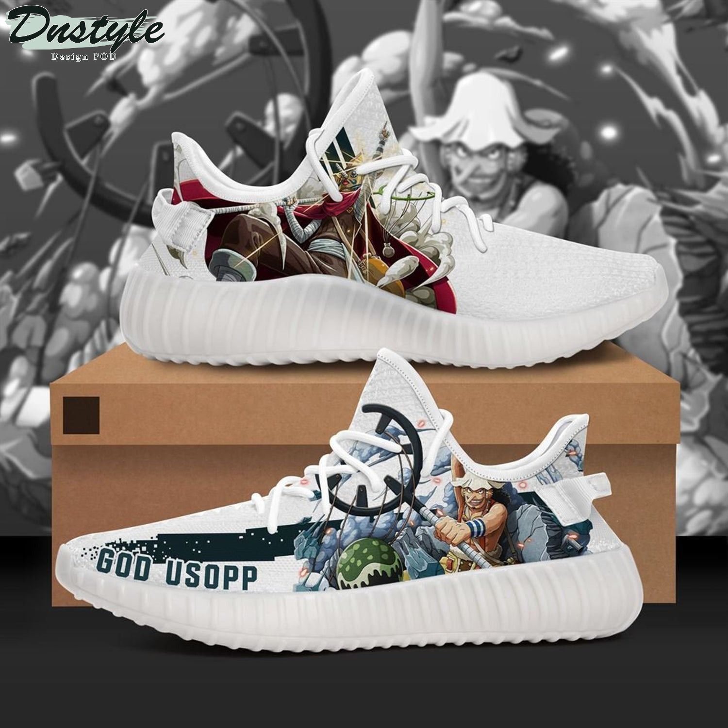 God Usopp Character One Piece Anime Yeezy Shoes Sneakers