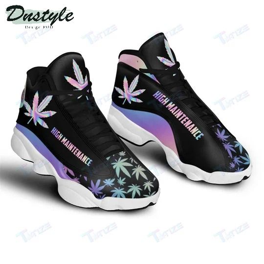Hologram Weed 420 Marijuana Cannabis High Maintenance Air Jordan 13 Shoes Sneaker