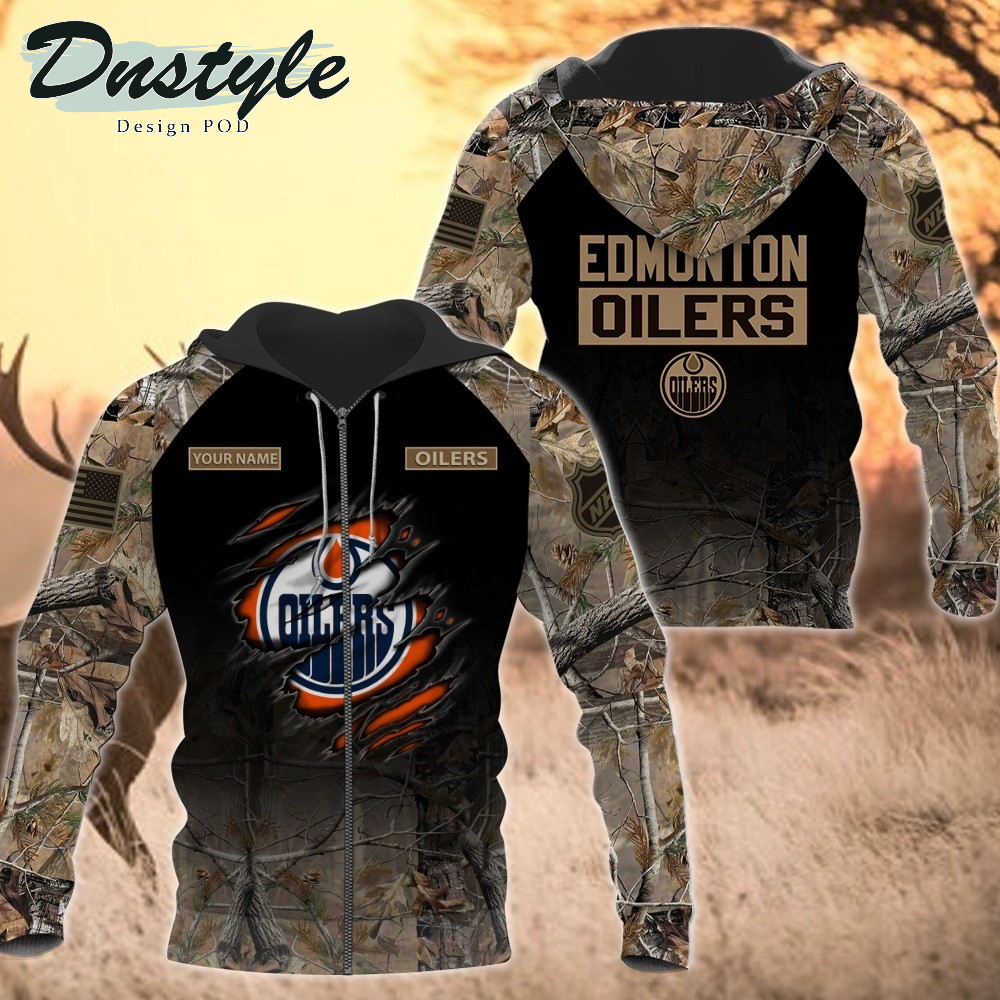 Edmonton Oilers Hunting Camo Personalized 3D Hoodie