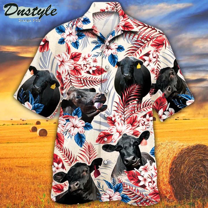 Black Angus Cattle Lovers Texas Flag Hawaiian Shirt