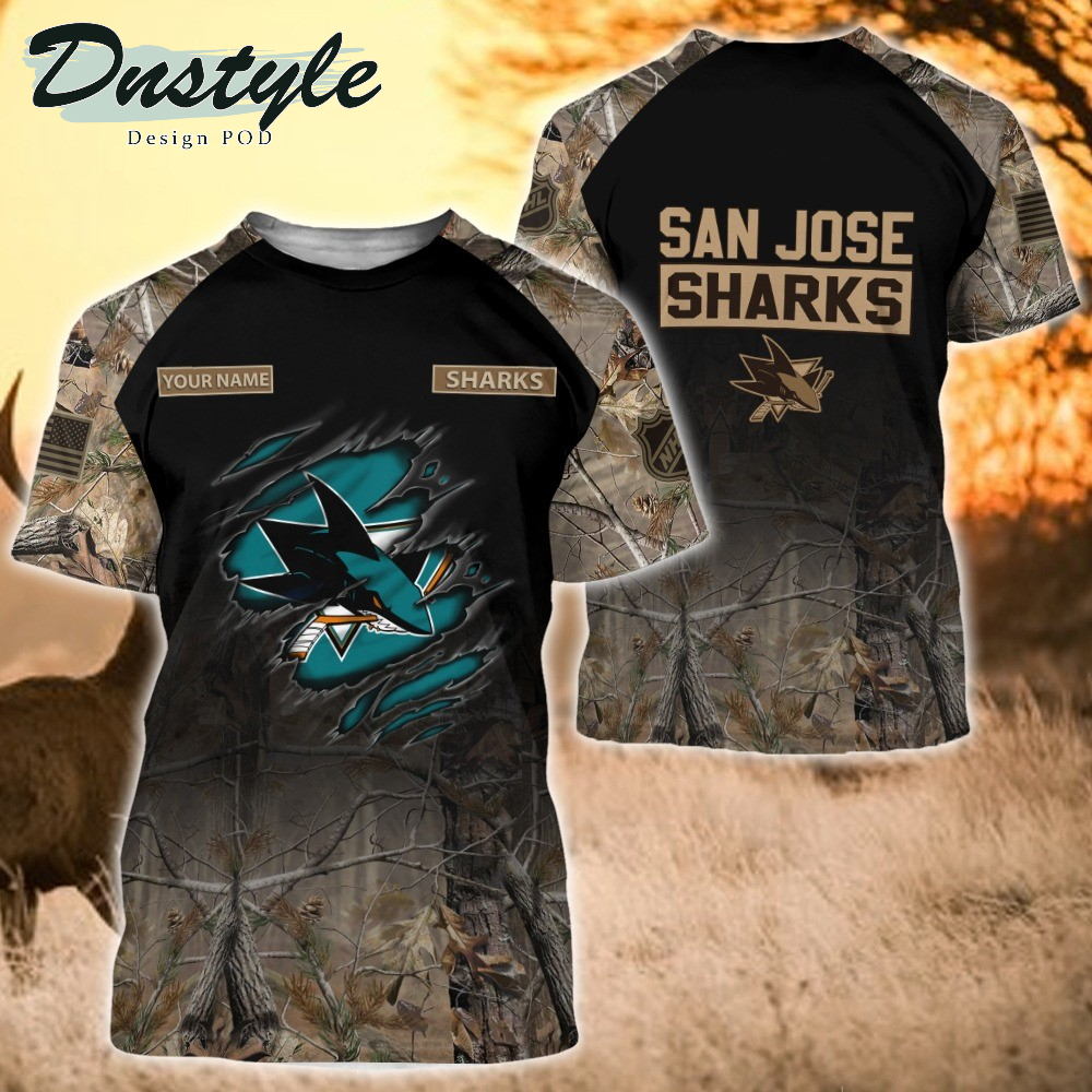 San Jose Sharks Hunting Camo Personalized 3D Hoodie