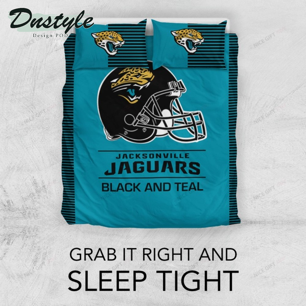 NFL Jacksonville Jaguars Black And Teal Bedding Set