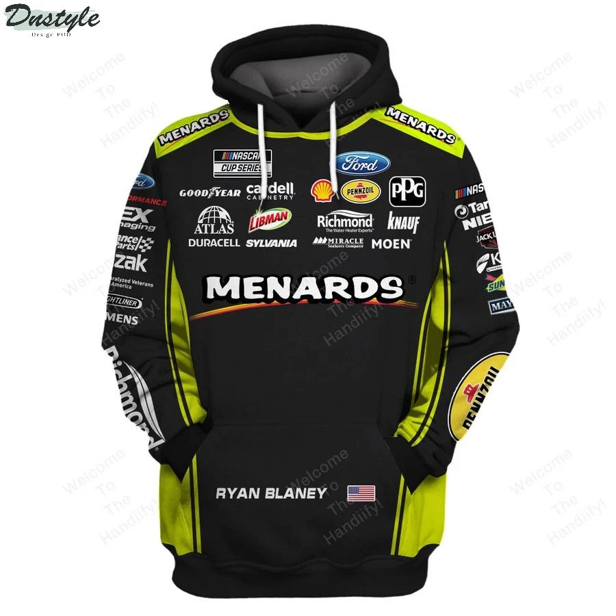 Ryan Blaney Menards Richmond Nascar Racing All Overprint 3D Hoodie