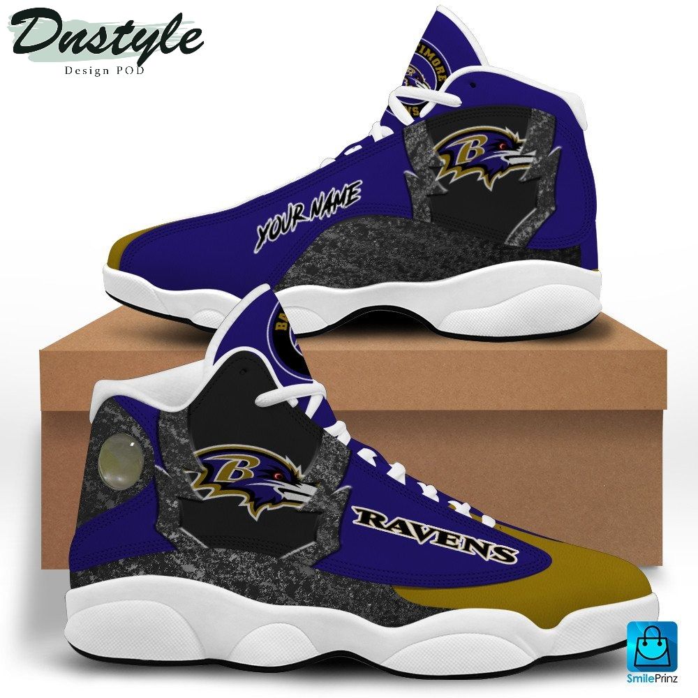 Baltimore Ravens Custom Name Air Jordan 13 Shoes Sneaker