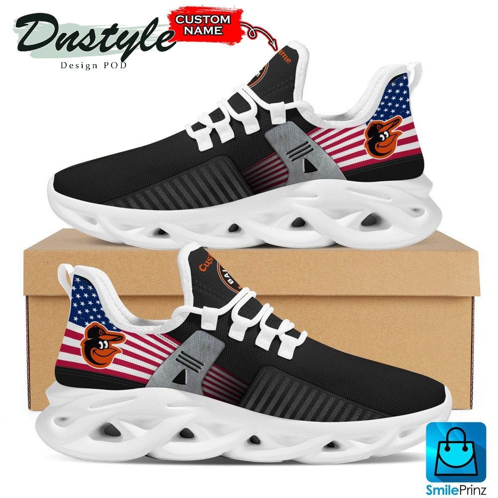 Baltimore Orioles MLB US Flag Custom Name Clunky Max Soul Shoes 