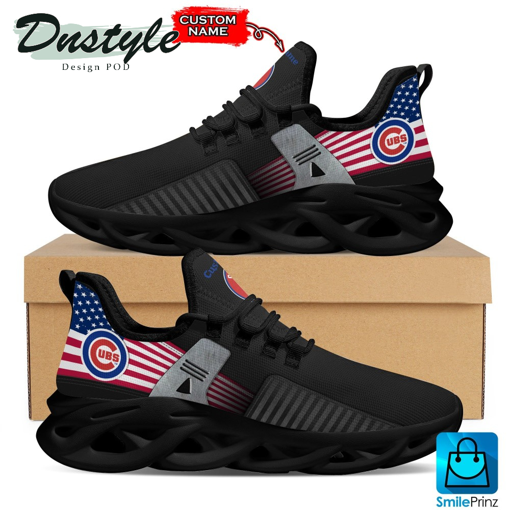 Chicago Cubs MLB US Flag Custom Name Clunky Max Soul Shoes