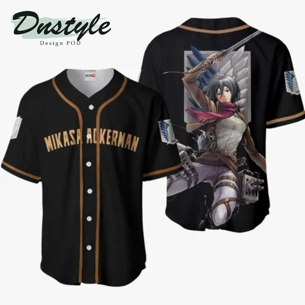 Mikasa Ackerman Black Anime Baseball Jersey