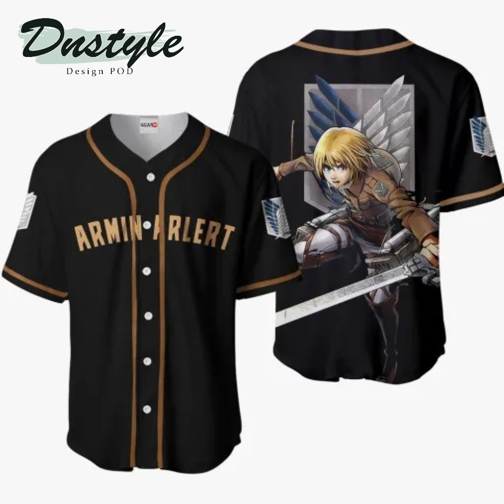 Armin Arlert Black Anime Baseball Jersey