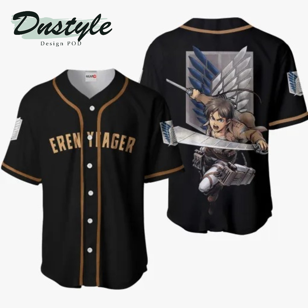 Eren Yeager Black 01 Anime Baseball Jersey
