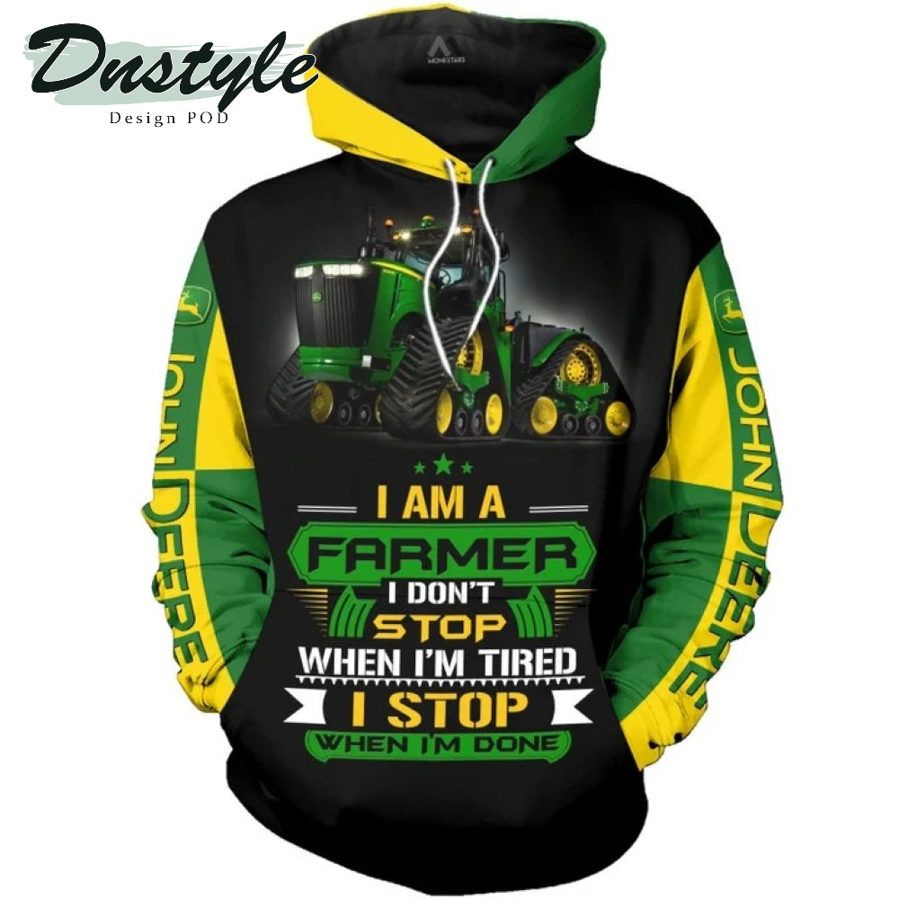 John Dreere Tractor I Am A Farmer 3D All Over Printed Hoodie