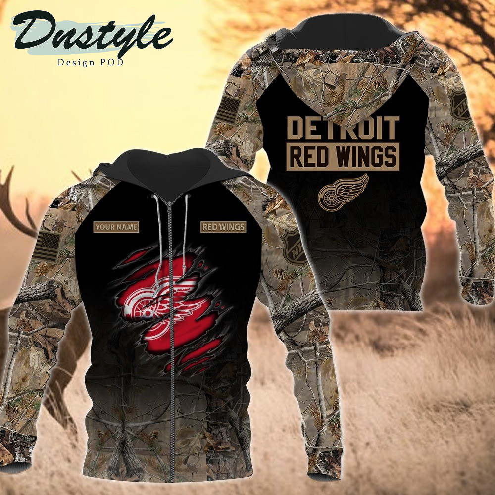 Detroit Red Wings Hunting Camo Personalized 3D Hoodie
