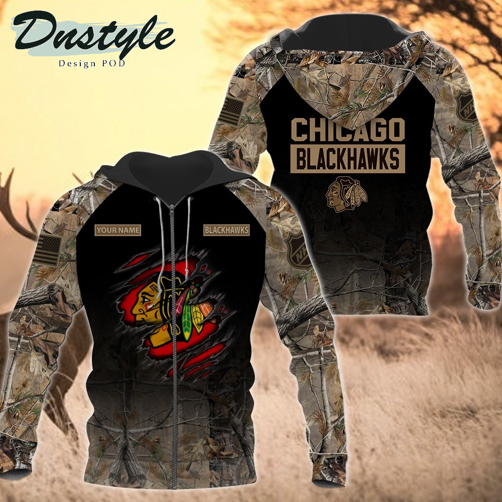 Chicago Blackhawks Hunting Cam Personalized 3D Hoodie