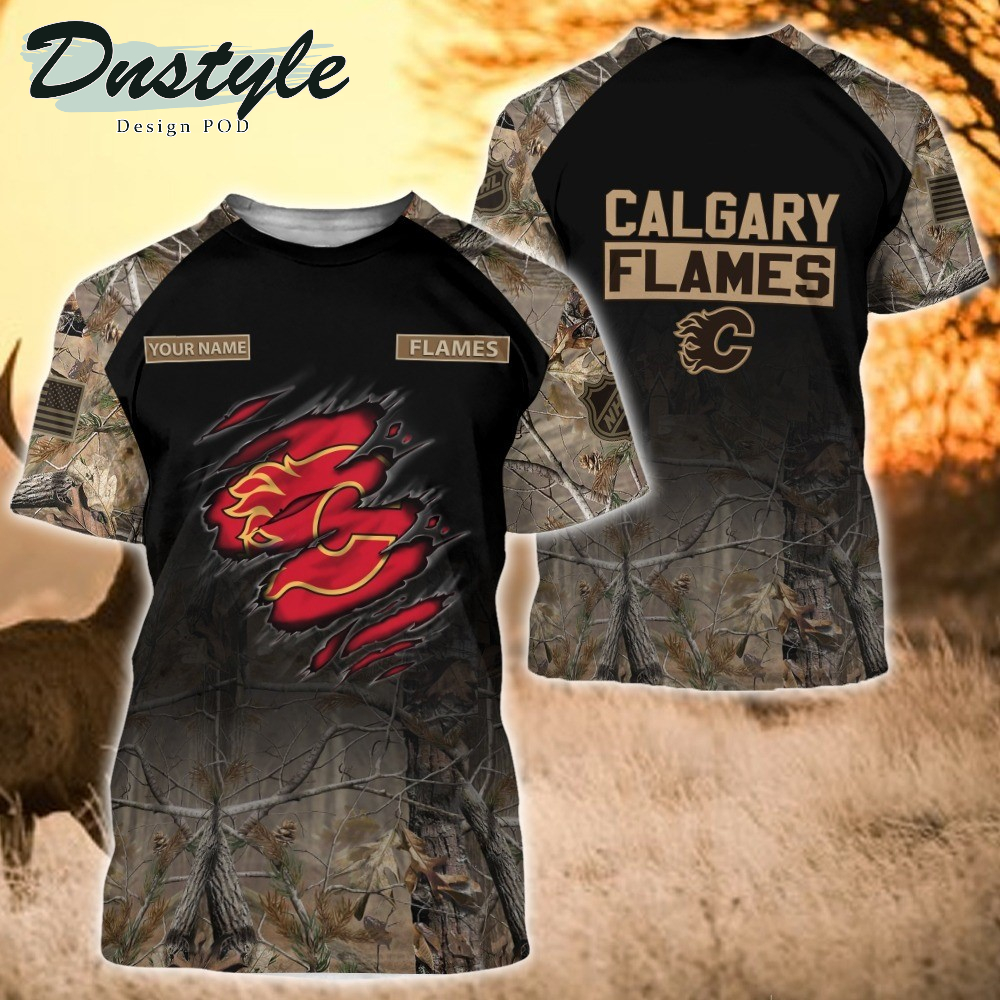 Calgary Flames Hunting Camo Personalized 3D Hoodie