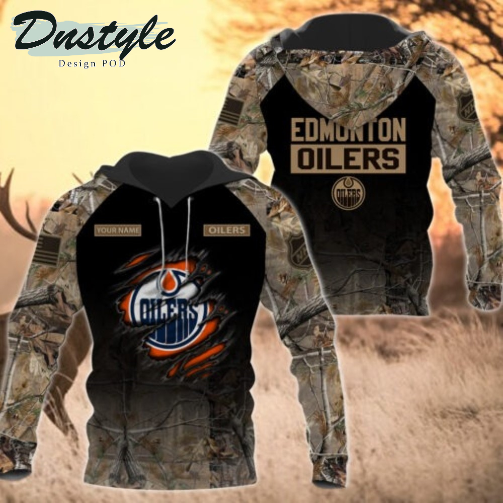 Edmonton Oilers Hunting Camo Personalized 3D Hoodie