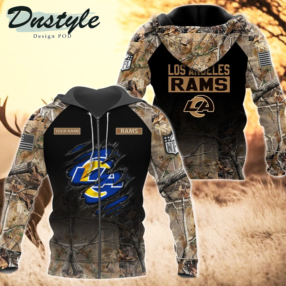 Los Angeles Rams Hunting Camo Personalized 3D Hoodie