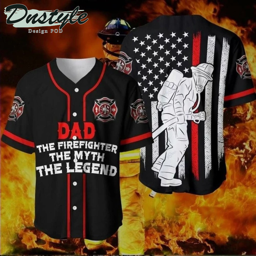 Firefighter Dad American Flag Baseball Jersey