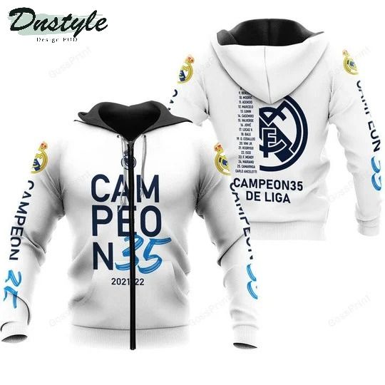 Real Madrid Campeóns 35 Blanca 3d all over printed hoodie