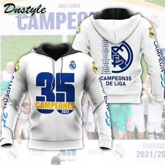 Real Madrid Campeóns 35 De Liga 3d all over printed hoodie