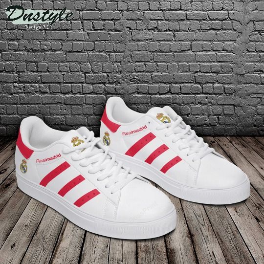 Real Madrid red stripe stan smith low top shoes